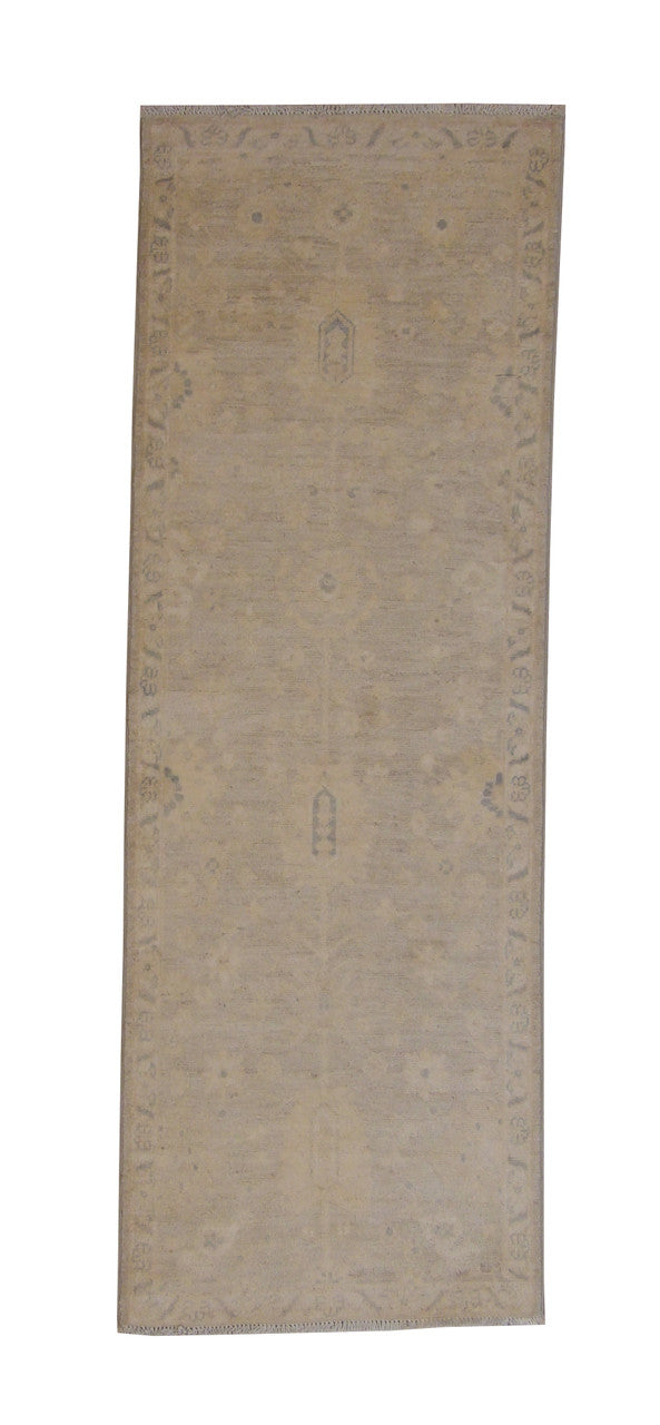 Beige 2'1" x 6'0" Oushak Chobie Hand knotted Wool Rug - Sku: w2099