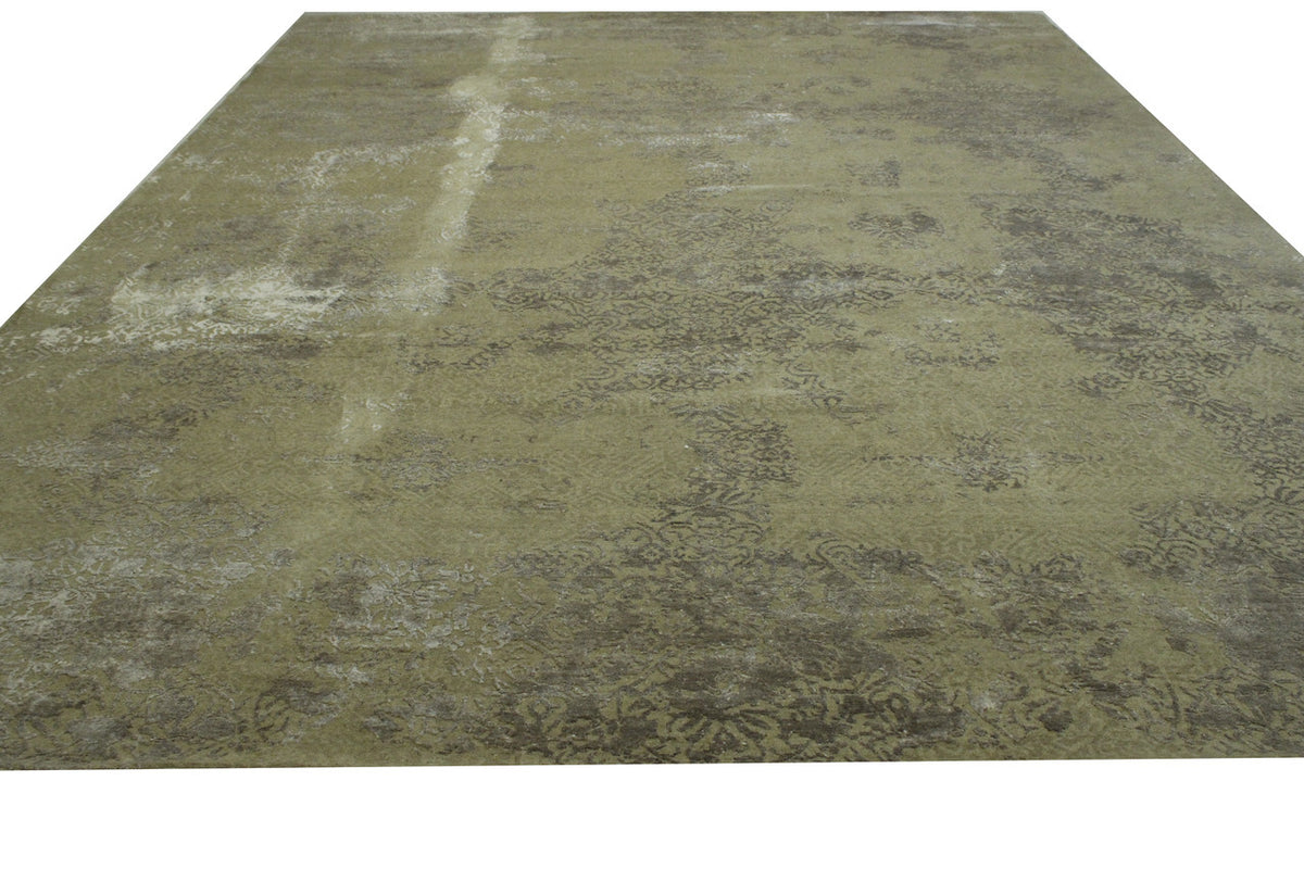 Back of Transitional Abstract Broken Design hand-knotted rug