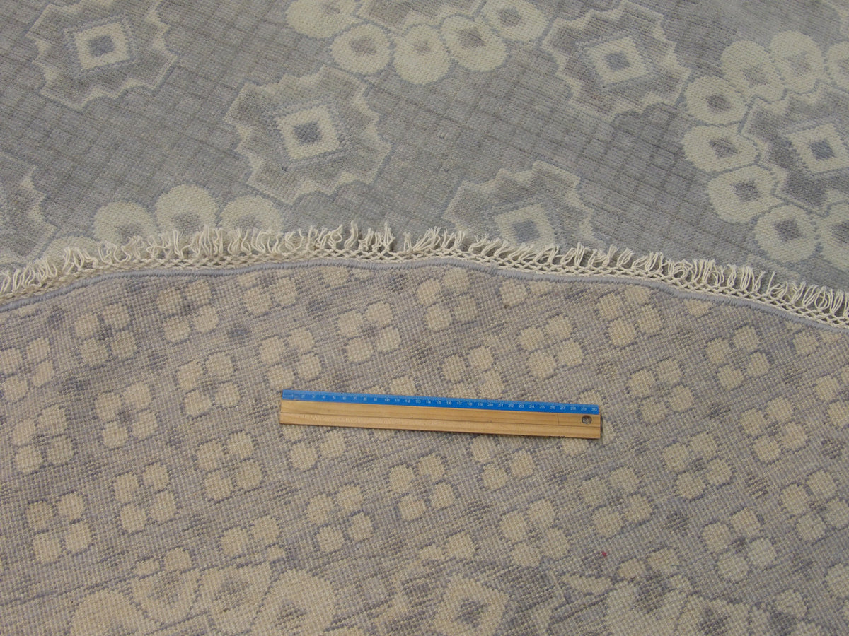 Blue & Gray Fine Oushak Wash rug in room setting
