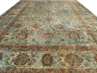 Close-up of wool pile, teal rug