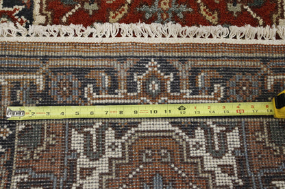 Tribal Indo Heriz rug corner detail