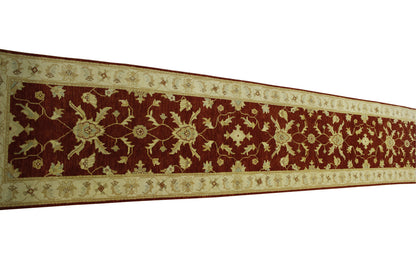 Close-up of wool pile, Gold & Red rug