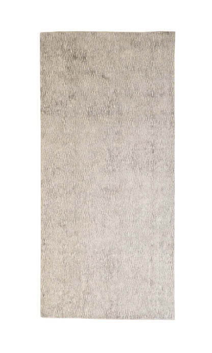 Modern / Contemporary hand-knotted silk rug in Gray, 3'11" x 8'7", SKU w2295
