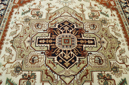Tribal Heriz rug border detail