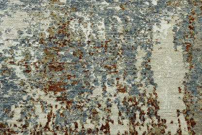 Modern / Contemporary hand-knotted wool/silk rug in Blue, 4'0" x 7'1", SKU w20170