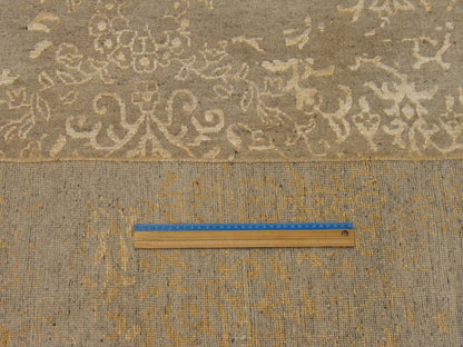 Gold & Beige Oxidized Abstract Damask Design rug in room setting