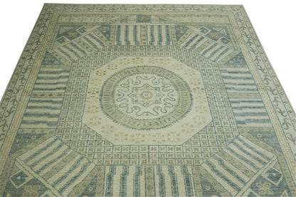 Back of Oushak Khotan hand-knotted rug