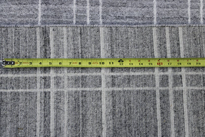 Gray & White Modern Block Design rug in room setting