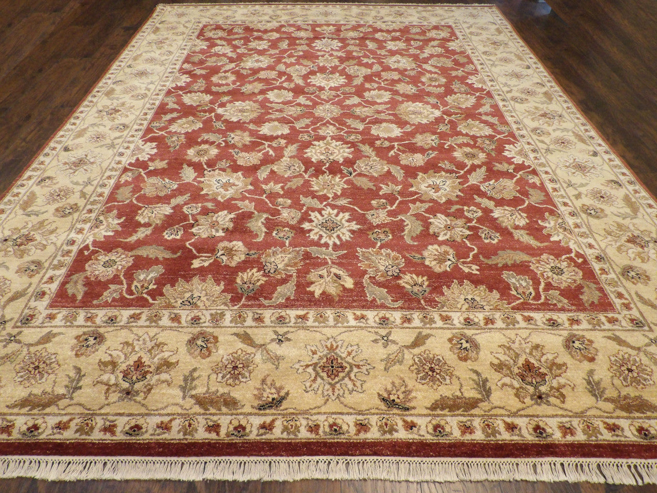 Close-up of wool pile, Gold & Red rug