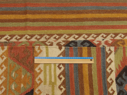 Brown & Rust Coastal Flat Weave Indoor/Outdoor Beach rug in room setting