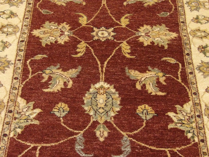Kashan Oushak / Peshawar hand-knotted wool runner in Beige, 3'0" x 14'11", SKU W1165