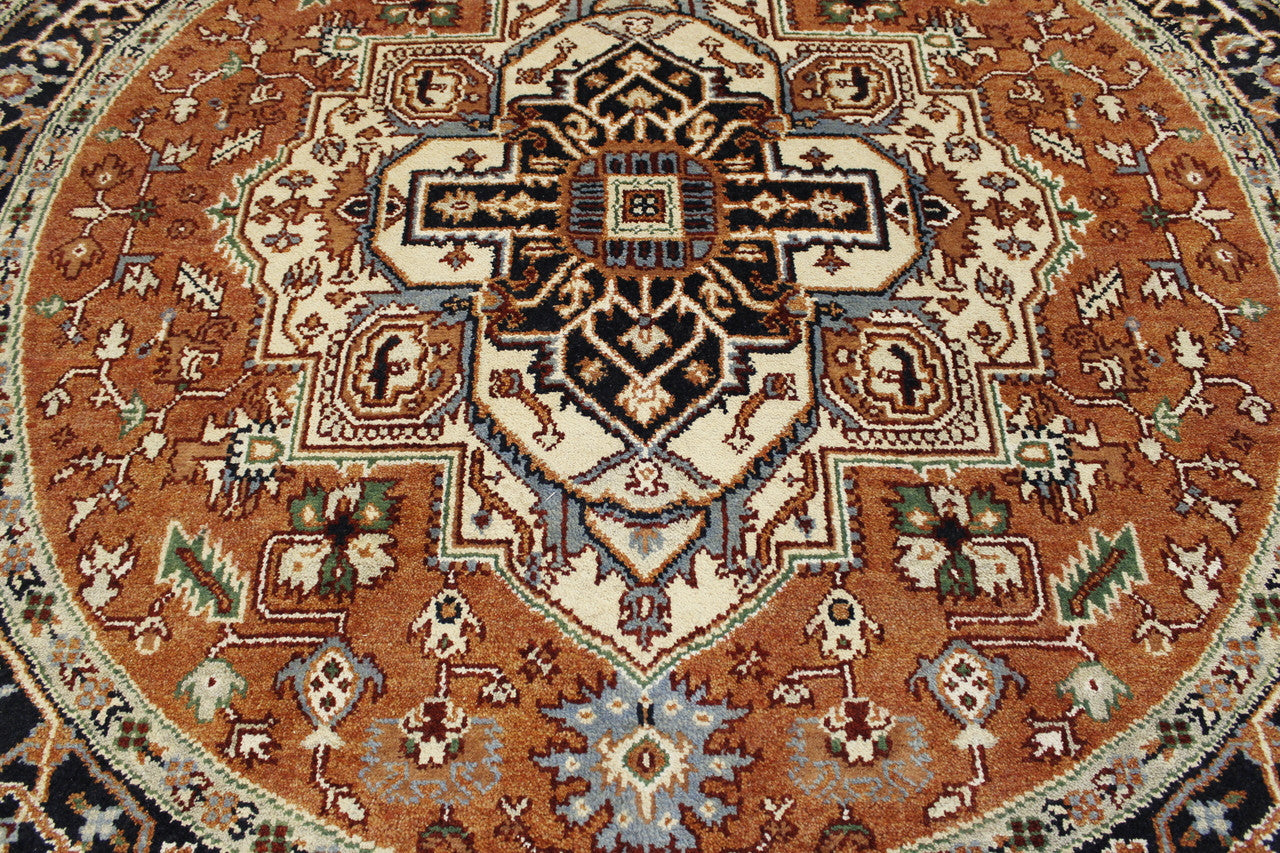 Back of Tribal Indo Heriz hand-knotted rug