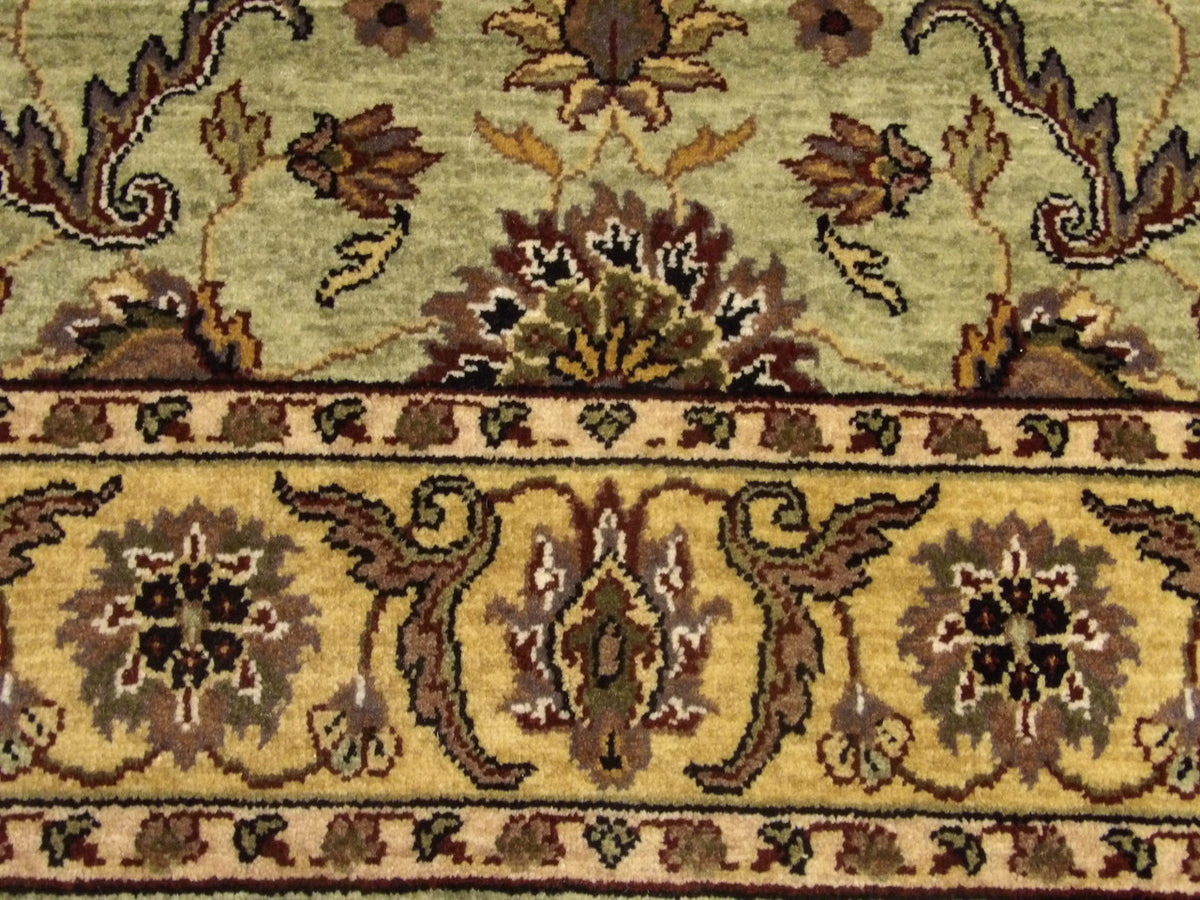 Persian Kashan rug border detail, gold and green
