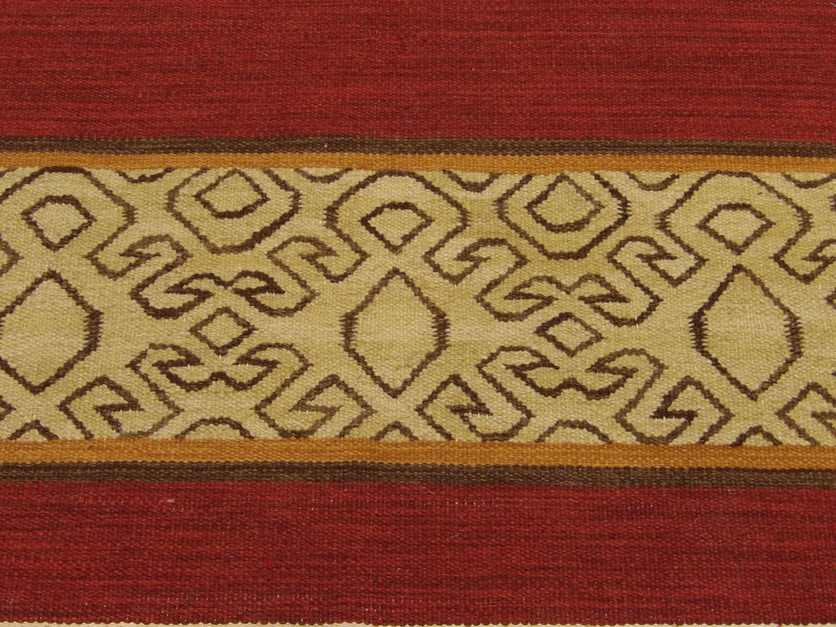 Anatolian kilim rug border detail, gold and rust
