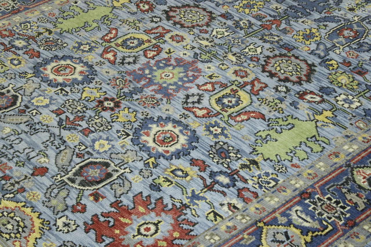 Oushak Colorful Ziegler rug border detail