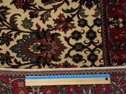 Beige & Red Fine Persian Floral Mashad rug in room setting