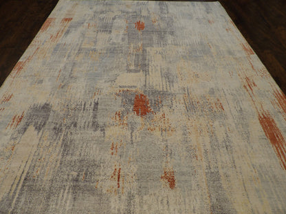 Close-up of silk pile, Gray & Rust rug
