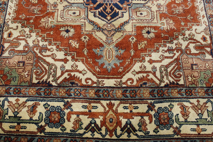 Tribal Indo Heriz rug corner detail