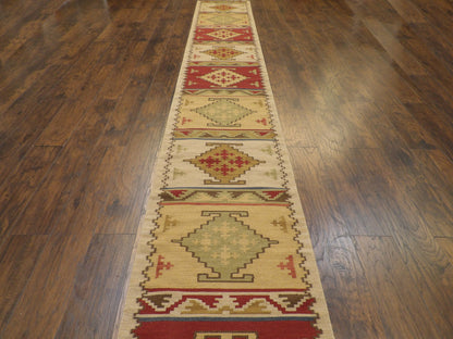 Tribal Kilim Flat Weave rug corner detail