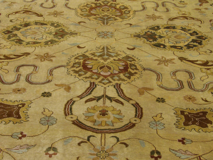 Close-up of wool pile, Gold & Green rug