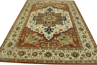 Tribal Heriz rug corner detail