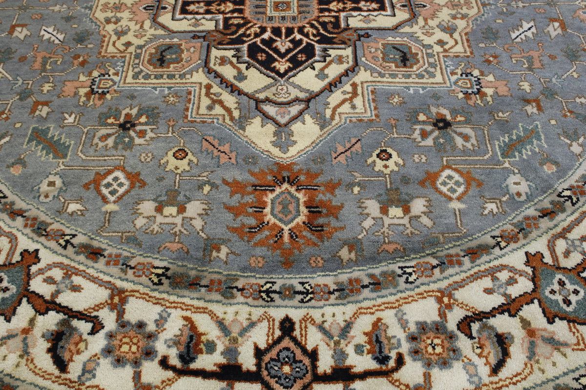 Tribal Indo Heriz rug corner detail