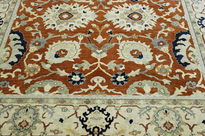Tribal Fine Chobi hand-knotted wool rug in Beige & Rust, full view