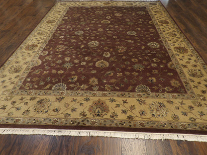 Close-up of wool-silk pile, Brown & Gold rug