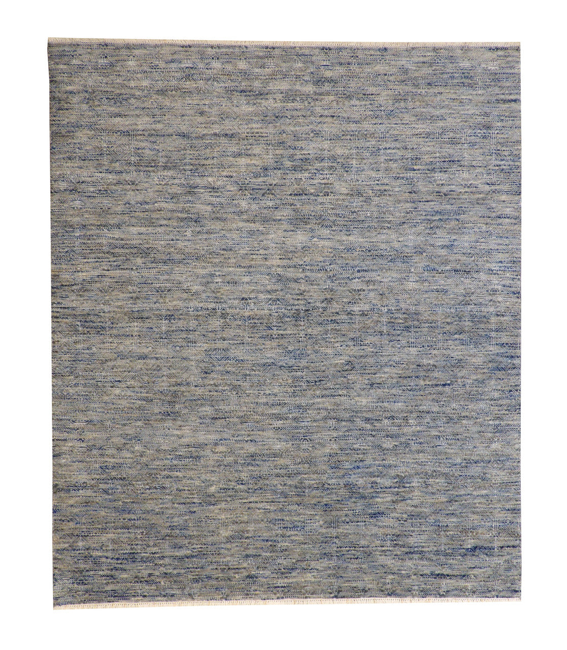 Modern Grass Design hand-knotted wool rug in Blue & Gray, full view