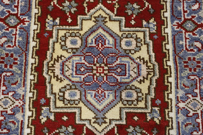 Tribal Indo Heriz rug border detail