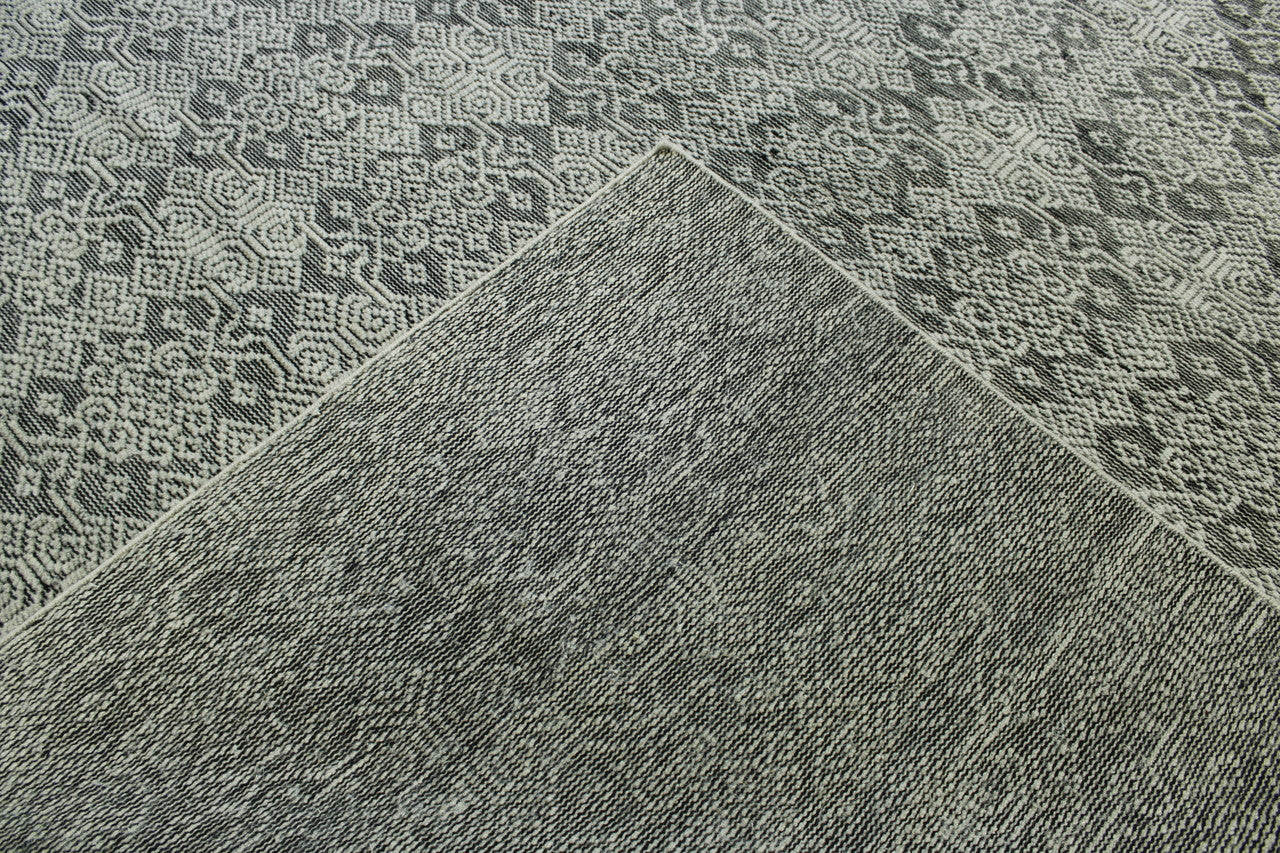 Back of Transitional Flatweave Cutpile hand-knotted rug
