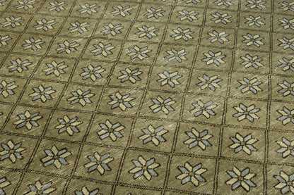 Close-up of wool pile, Brown & Green rug