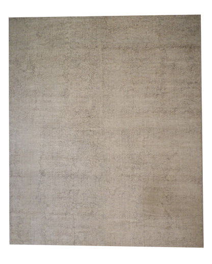 Modern Grass Design hand-knotted silk rug in White, full view