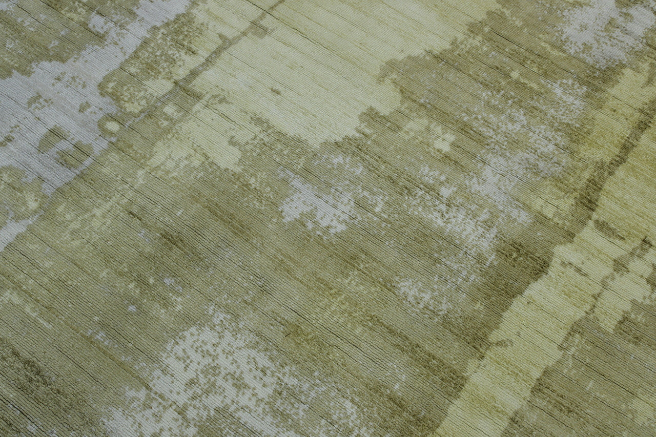 Close-up of silk pile, Gold & White rug