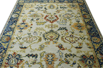 Back of Oushak Colorful Ziegler hand-knotted rug