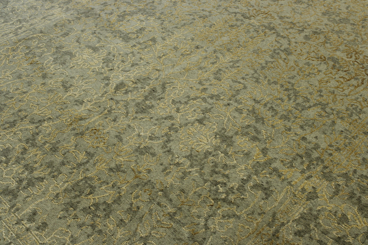 Back of Transitional Abstract Broken Design hand-knotted rug