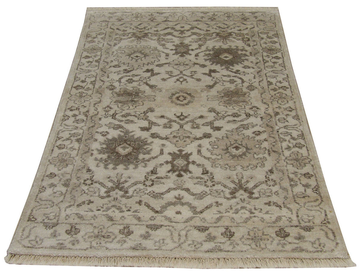 Silky Ziegler Oushak rug corner detail