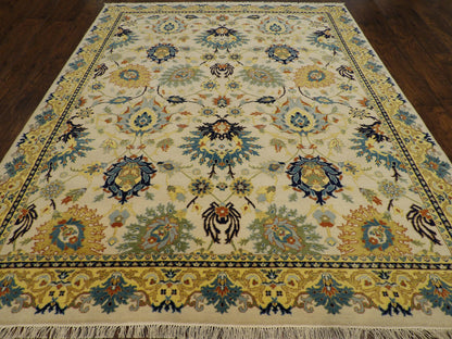 Close-up of wool pile, Gold & Ivory rug