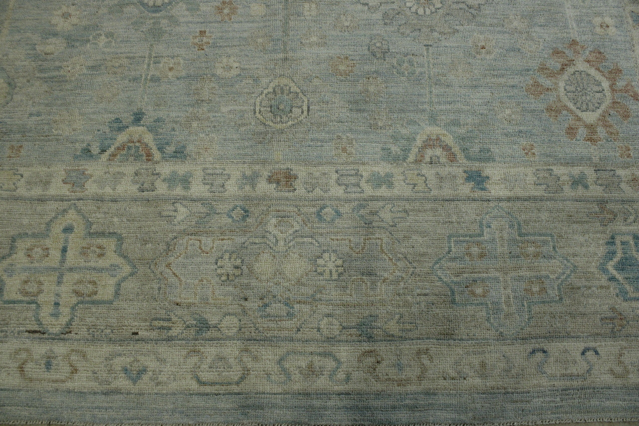 Blue & Gray Oushak Wash Chobi rug in room setting