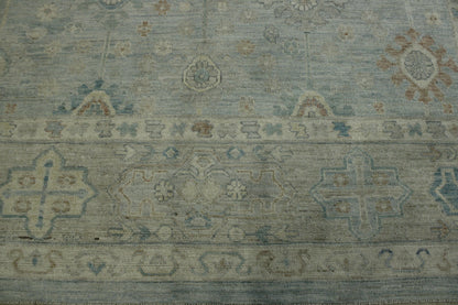 Blue & Gray Oushak Wash Chobi rug in room setting