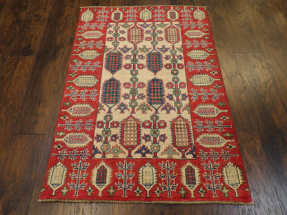 Tribal Super Kazak rug corner detail