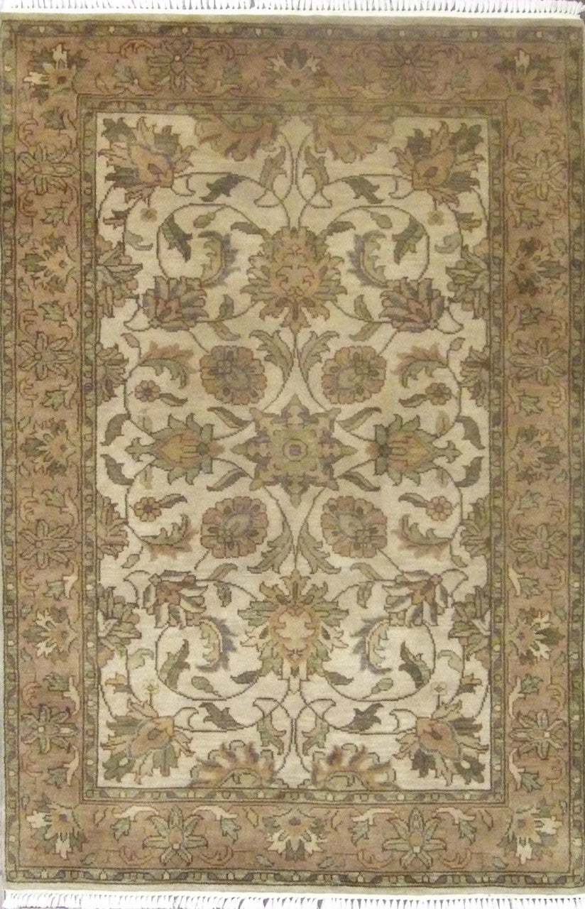 Jaipur Kashan Antique Wash hand-knotted wool rug in Gold & Beige, full view