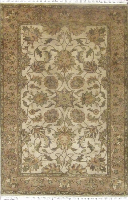Jaipur Kashan Antique Wash hand-knotted wool rug in Gold & Beige, full view