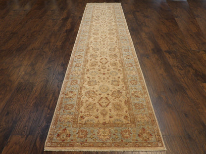 Close-up of wool pile, Blue & Beige rug