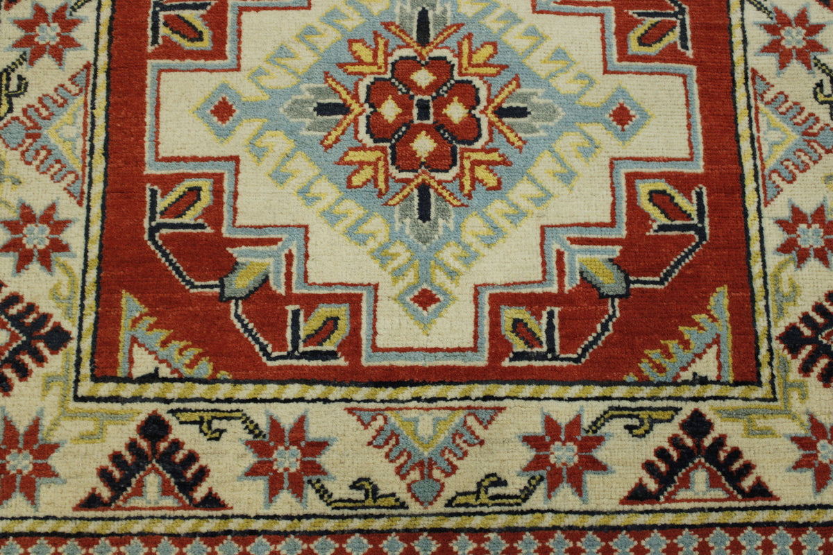 Beige & Rust Tribal Super Kazak rug in room setting