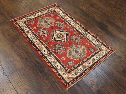 Full view of tribal Super Kazak rug
