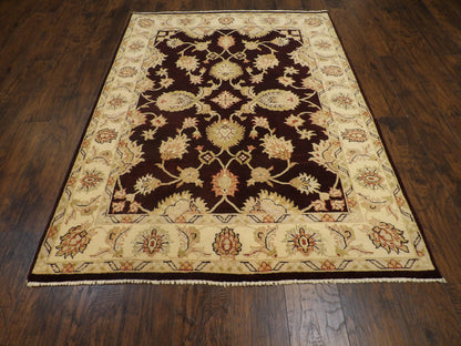 Close-up of wool pile, Brown & Beige rug