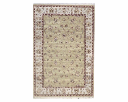 Chobie Oushak / Peshawar hand-knotted wool rug in Green, 6'0" x 9'0", SKU W897