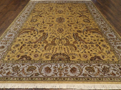 Close-up of wool pile, Blue & Gold rug