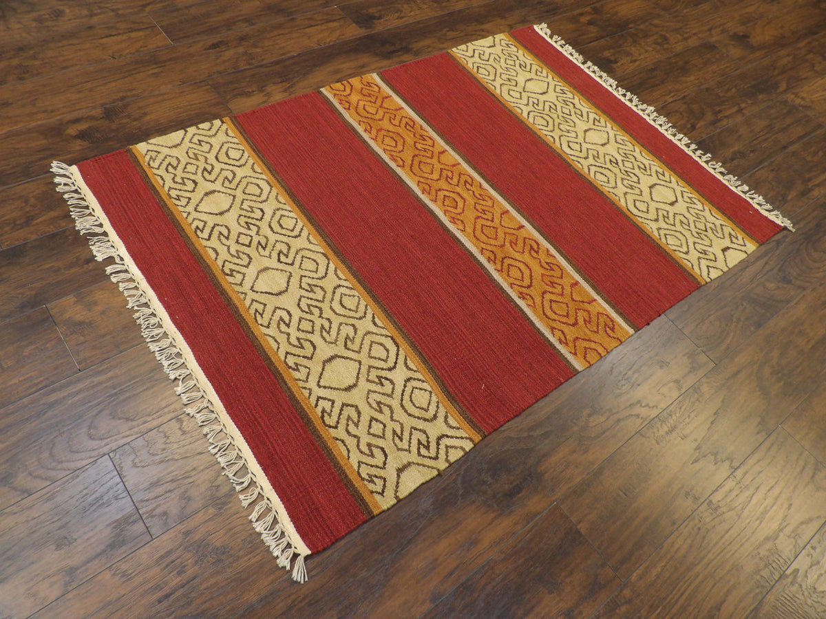 Gold kilim rug in a southwestern-style room setting